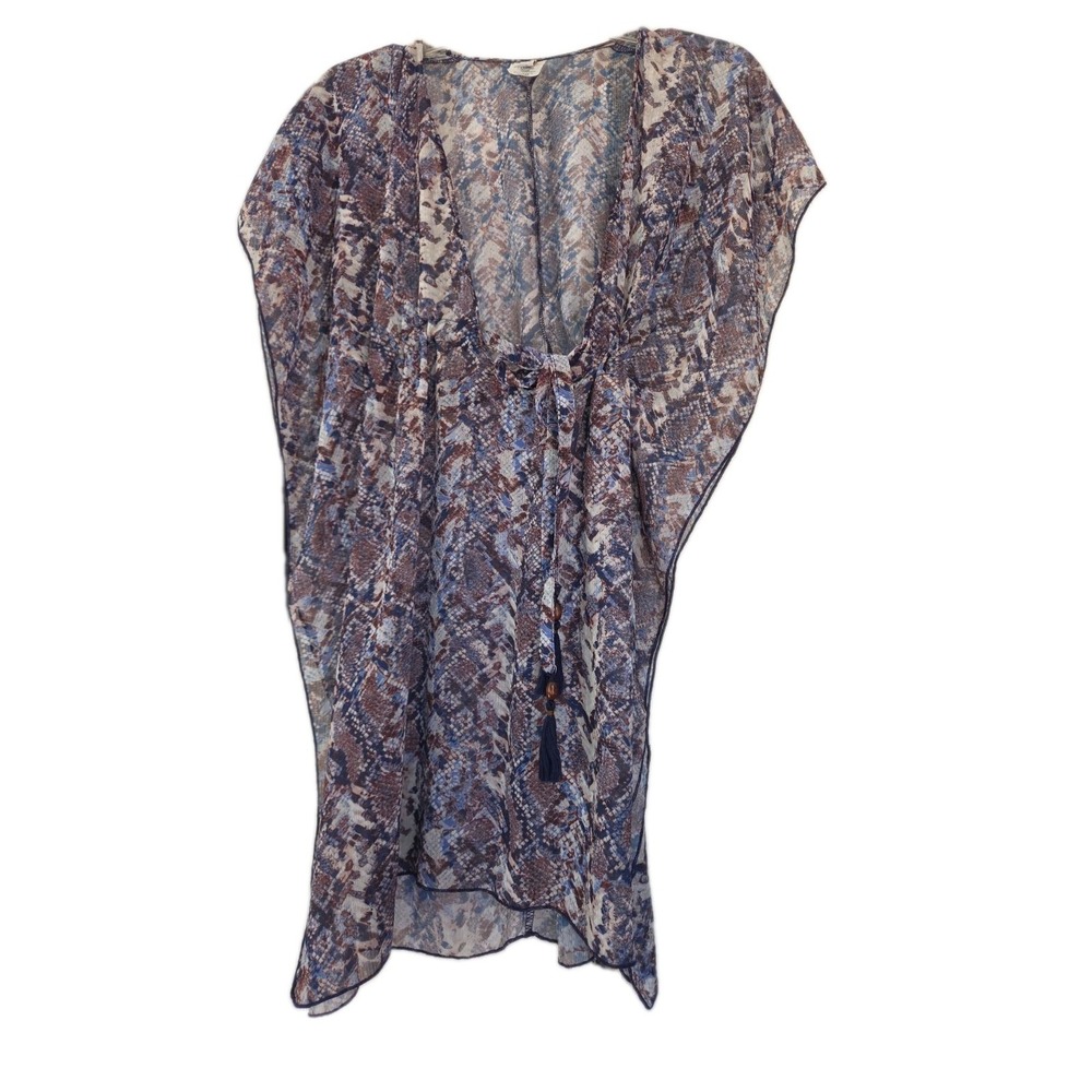 Becca Snakeskin Pront Purple Tassles Beads  Size Xs/S Coverup
